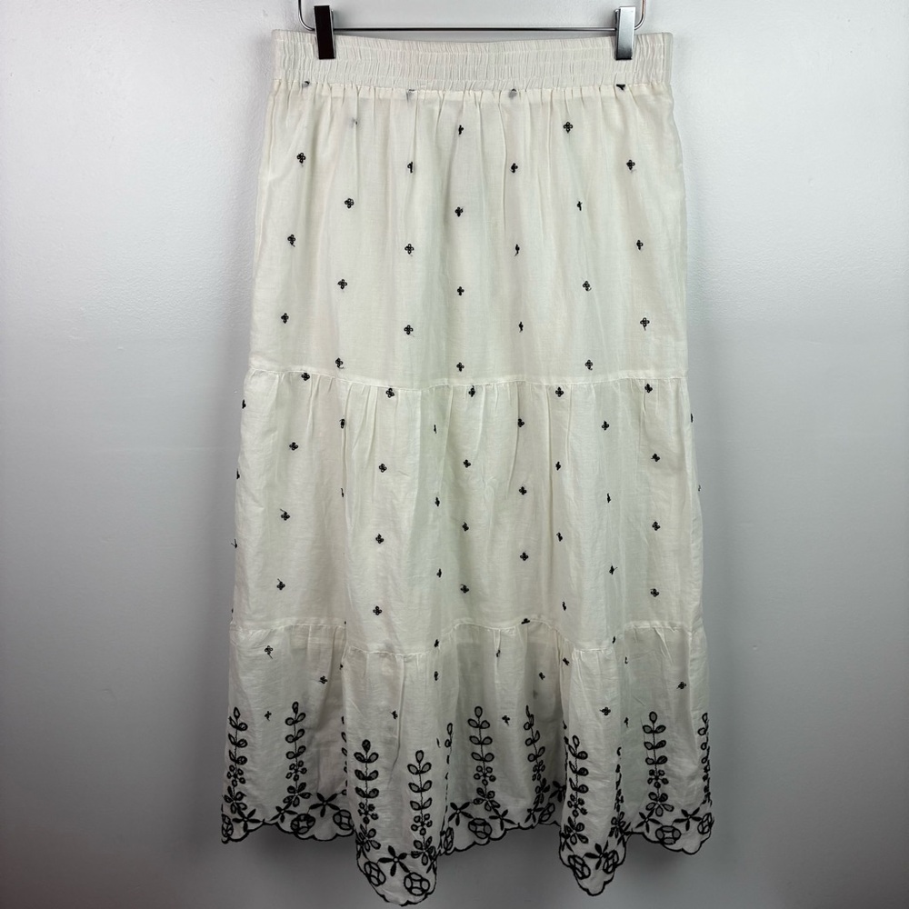 Chelsea & Theodore Anthropologie NWT White Embroidered Full Skirt
